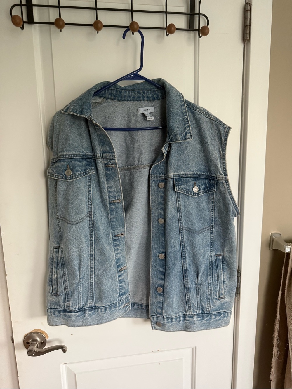Forever 21 Light Blue Denim Vest Jacket